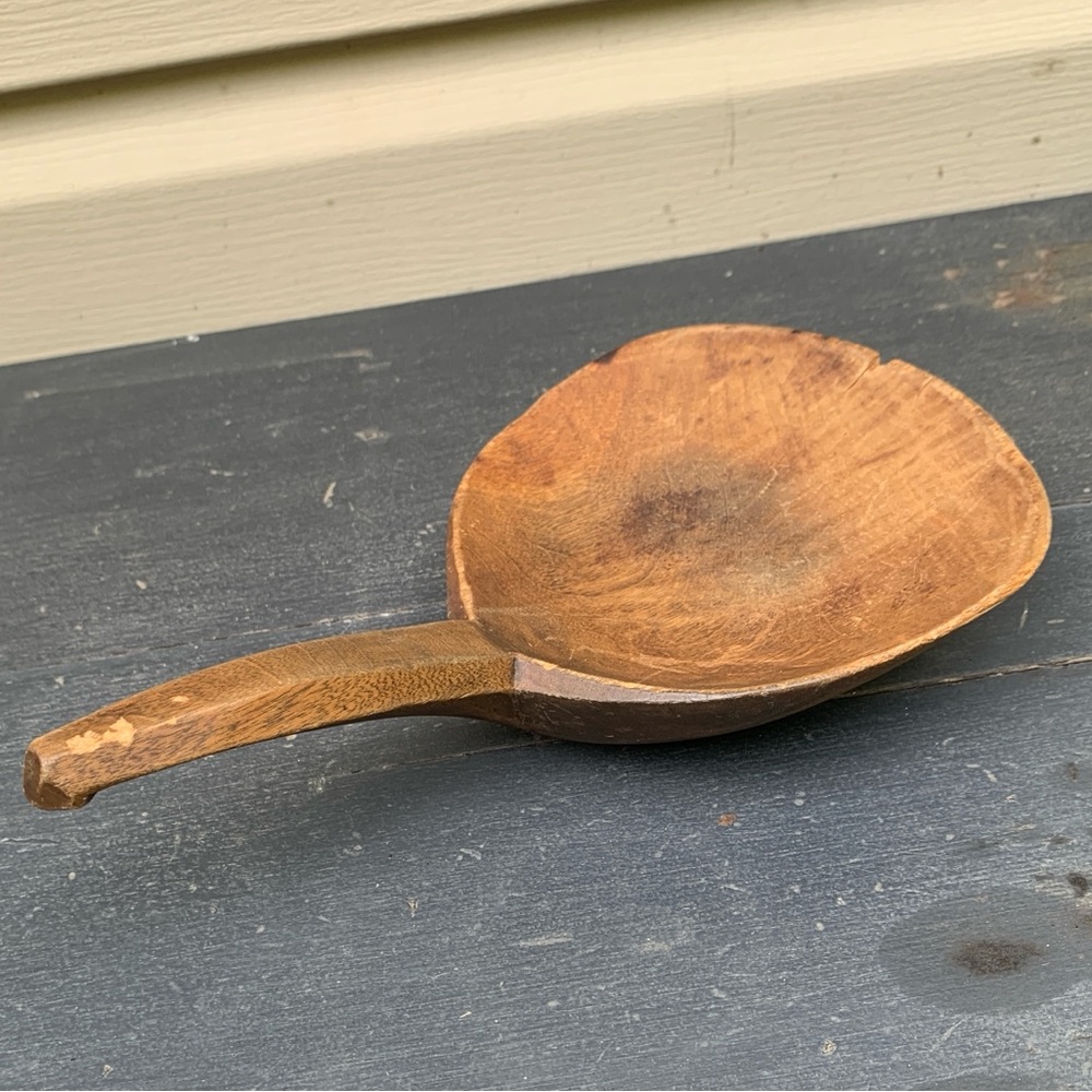 Antique Primitive Handcarved Wooden Butter Paddle Scoop Kitchen Utensil - Picture 6 of 11